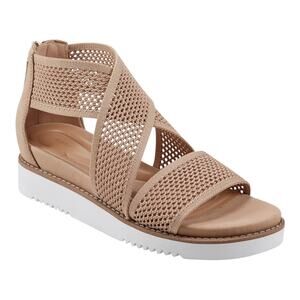 Easy Spirit Women's Wander Round Toe Strappy Casual Sandals Beige Size 6 1/2